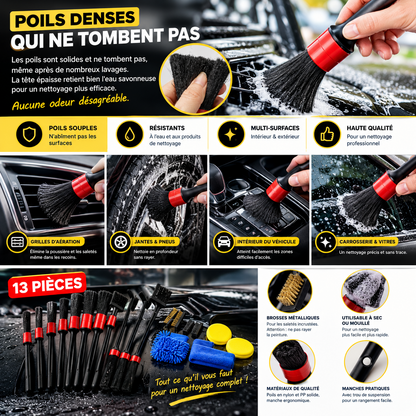 13-Piece Car Detailing Brush Kit – Wheels, Interior & Air Vents