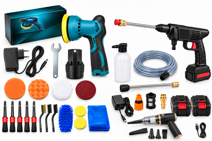 Kit Ultime lavage voiture sans fil pour laver, aspirer et faire briller sa voiture