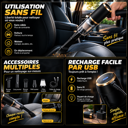 Aspirateur sans fil pour l'intérieur de la voiture
